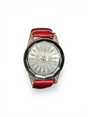 ✨ Red  watch
with silver and diamond accents✨